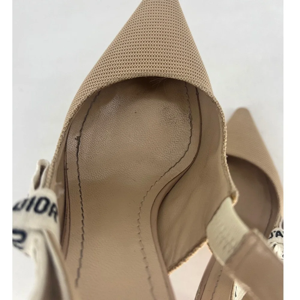 Christian Dior J'Adior Slingback Pump Nude Technical Fabric Size 40.5